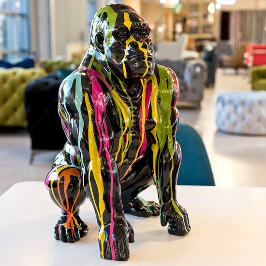Casper Gorilla Sculpture In Black And Multicolored