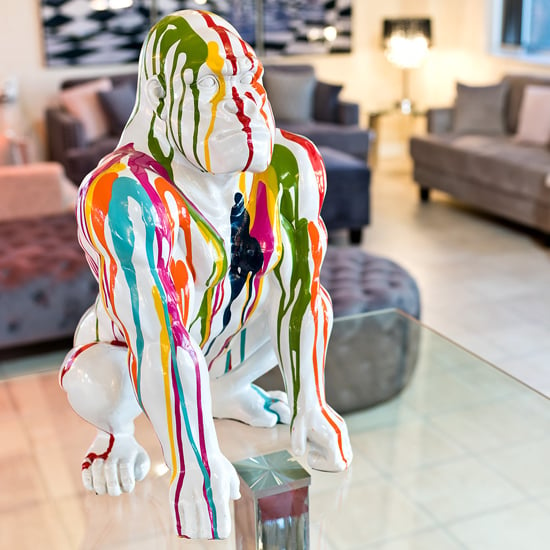 Product photograph of Casper Gorilla Sculpture In White And Multicolored from Furniture in Fashion