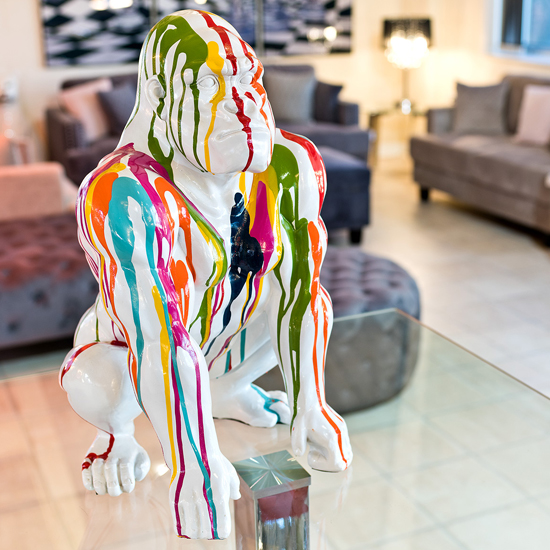 Casper Gorilla Sculpture In White And Multicolored