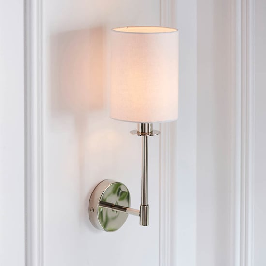 Read more about Casper modern cylinder shade wall light in bright nickel