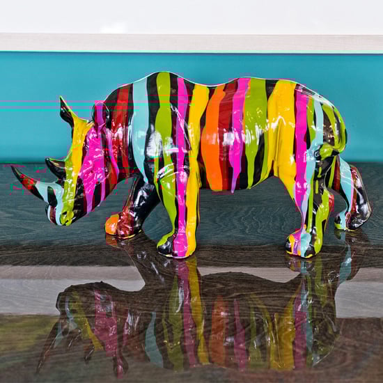 Read more about Casper rhino statuette sculpture in black and multicolored