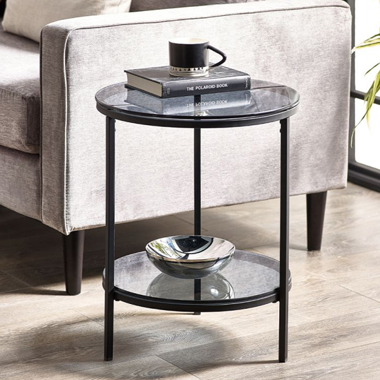 Casper Smoked Glass Side Table With Black Metal Frame | Furniture in ...