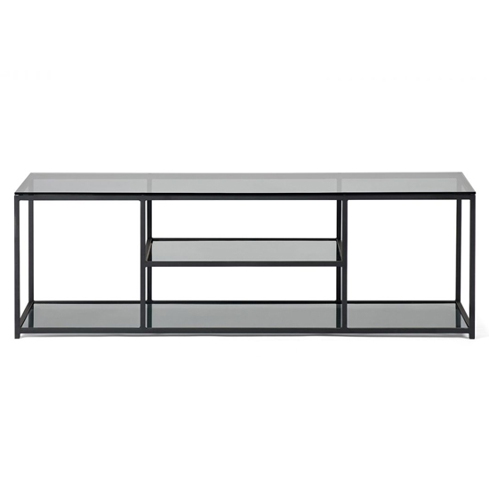 Casper Smoked Glass TV Stand With Black Metal Frame