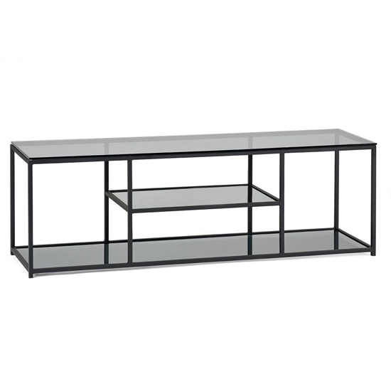thumbnail image 2 of Racking Solutions TV Stand – Light Oak Finish, Matt Black Metal Frame, 450mm Height, With Cupboard And Drawers 2 of 5