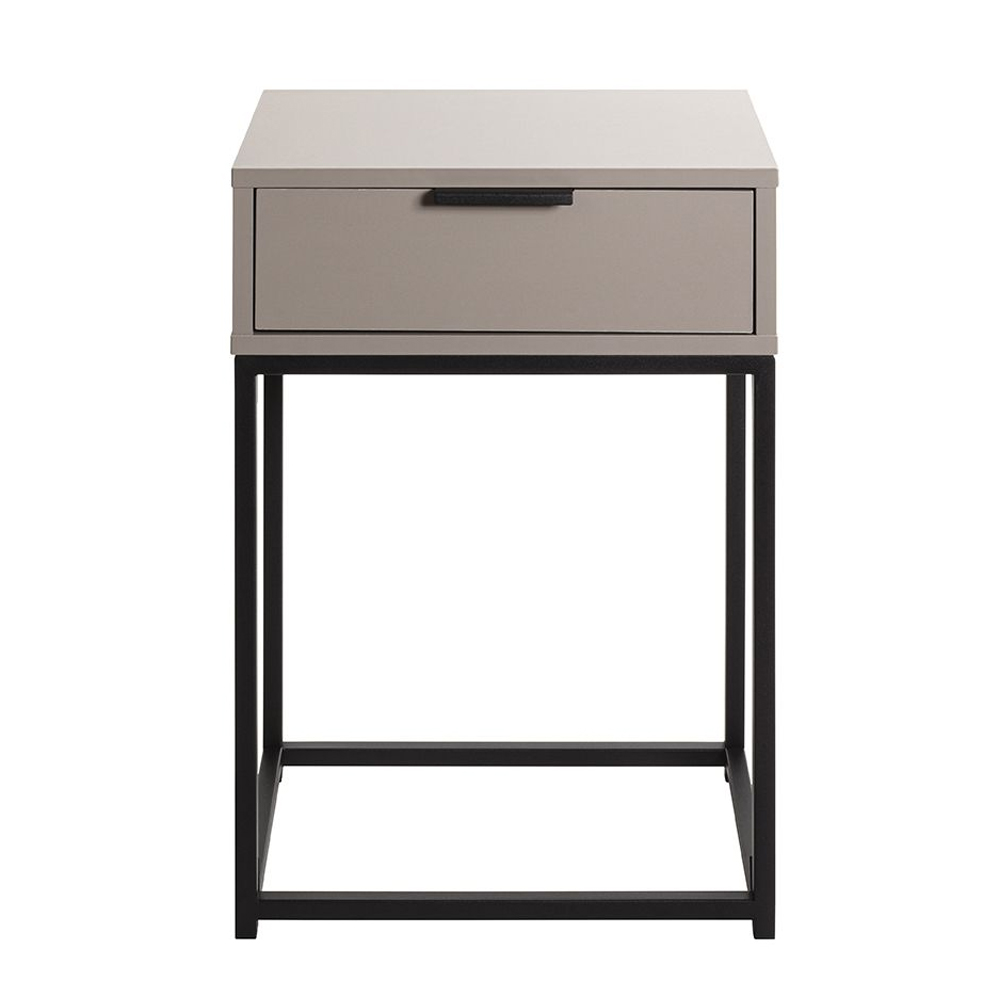 Caspian Metal Side Table with 1 Drawer in Cashmere Brown and Black