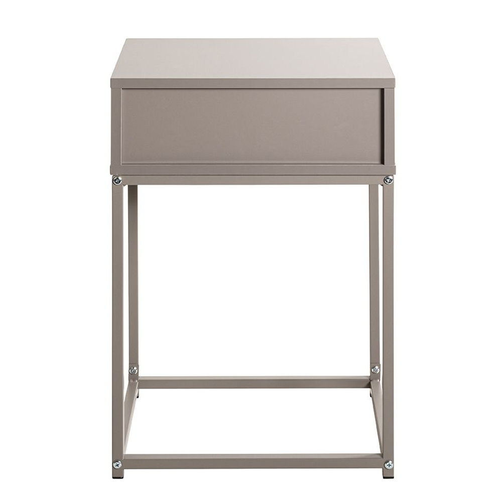 Caspian Metal Side Table with 1 Drawer in Cashmere Brown