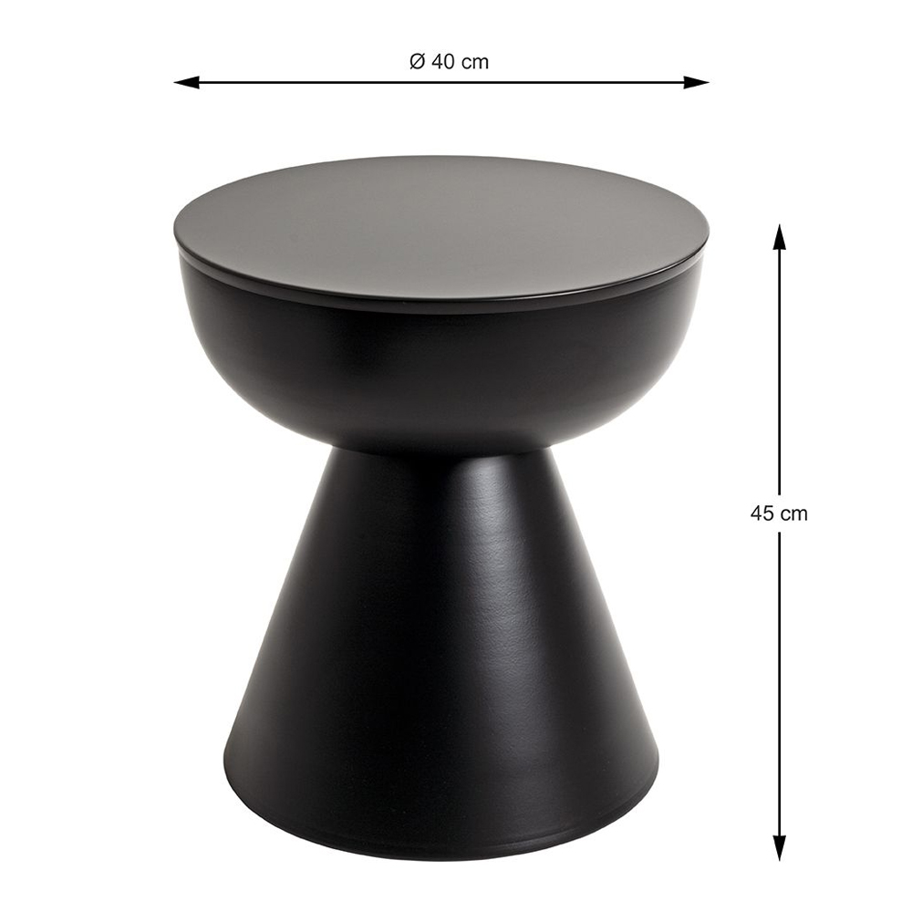 Caspian Round Metal Side table in Black