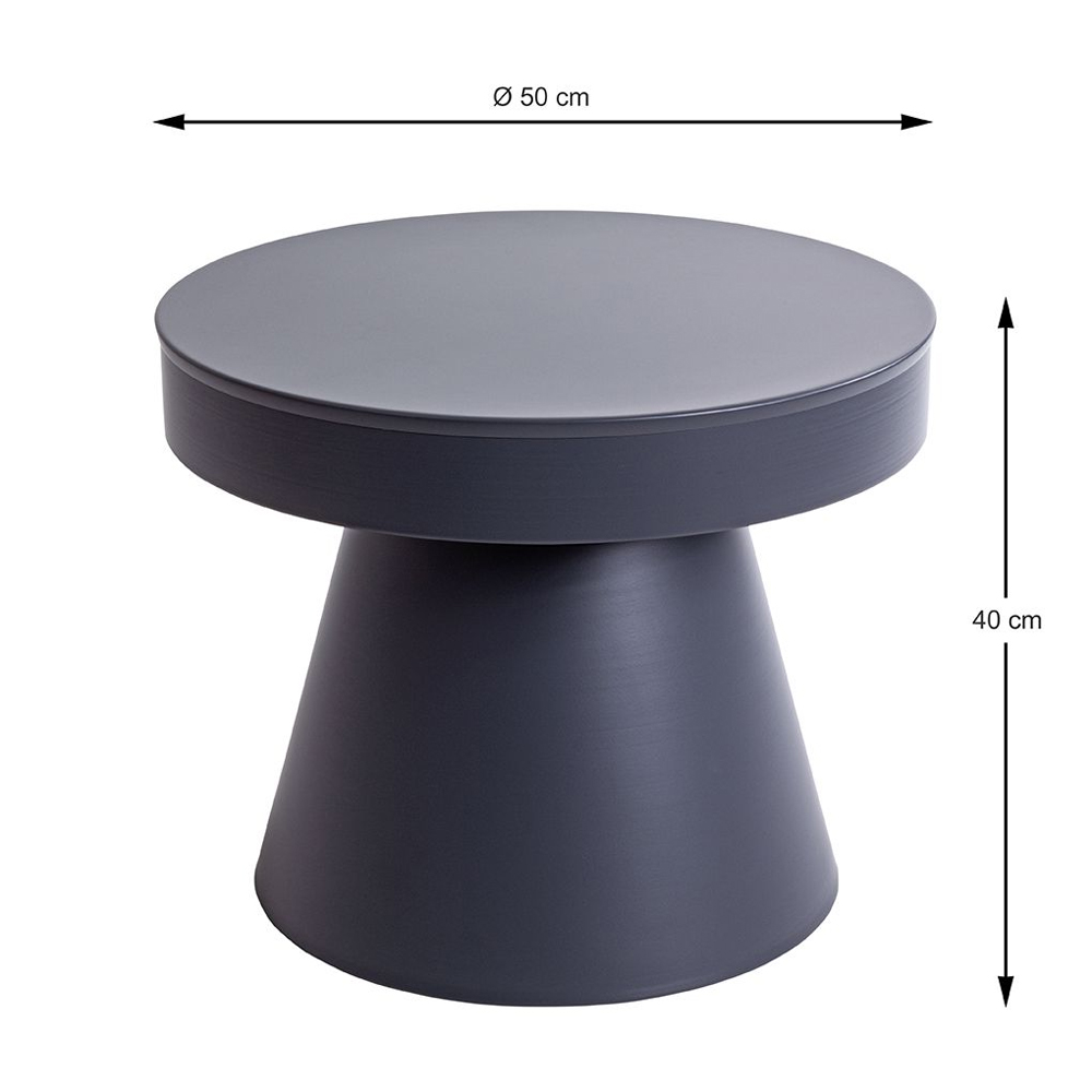 Caspian Round Metal Side table in Graphite