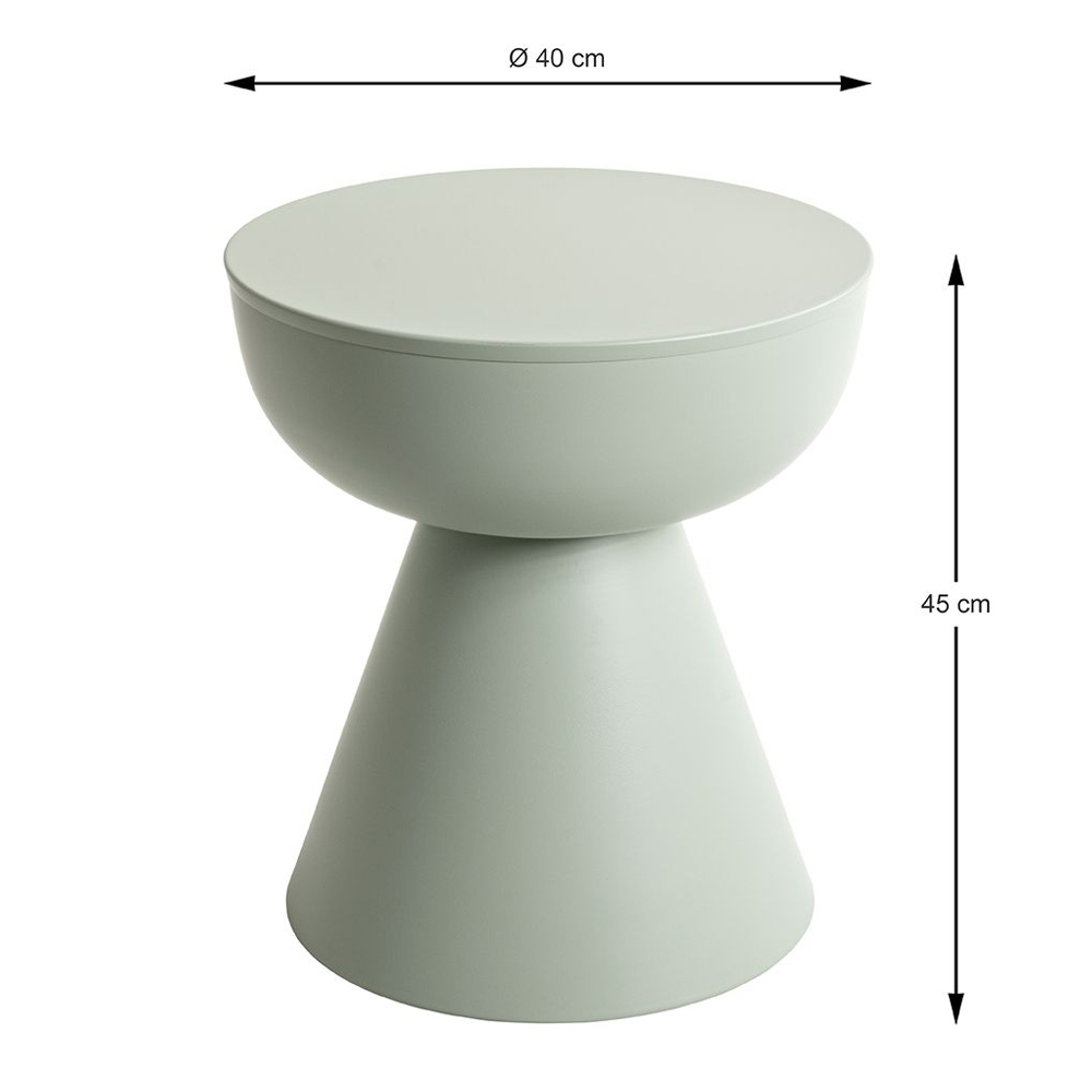 Caspian Round Metal Side table in Green