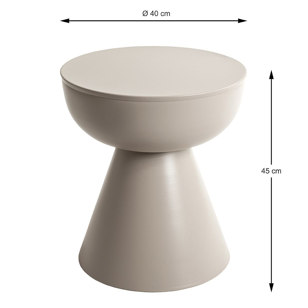 Caspian Round Metal Side table in Grey