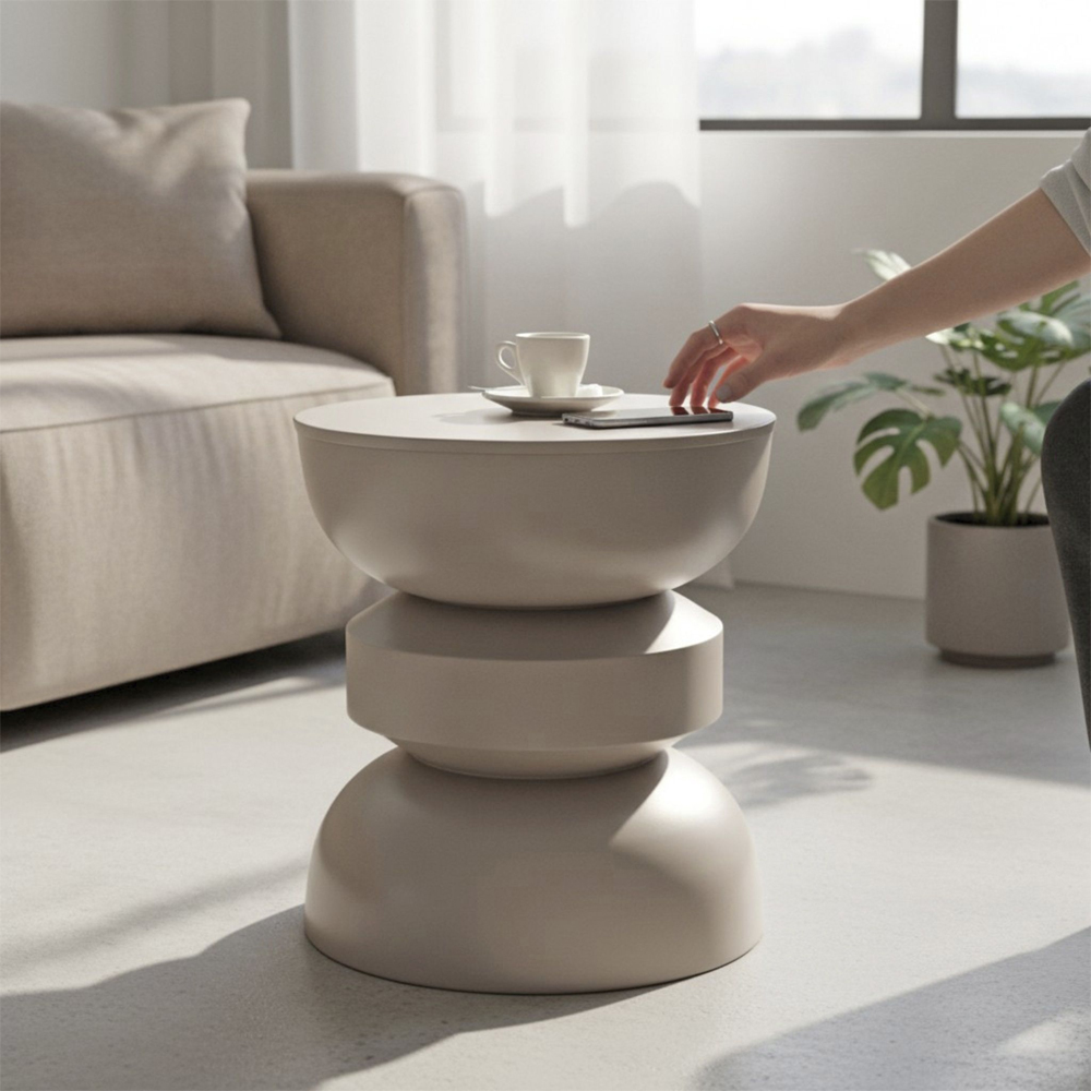 Caspian Small Metal Side table in Grey