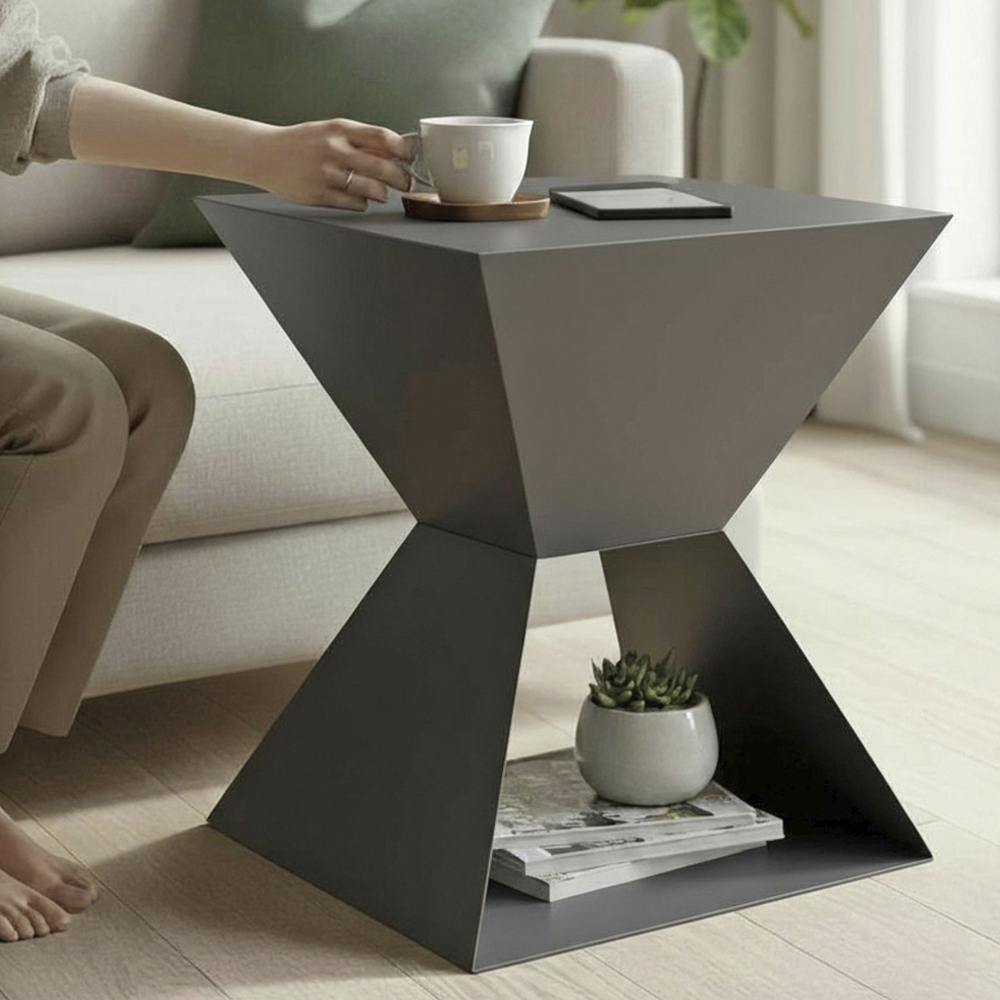 Caspian Square Metal Side table in Graphite
