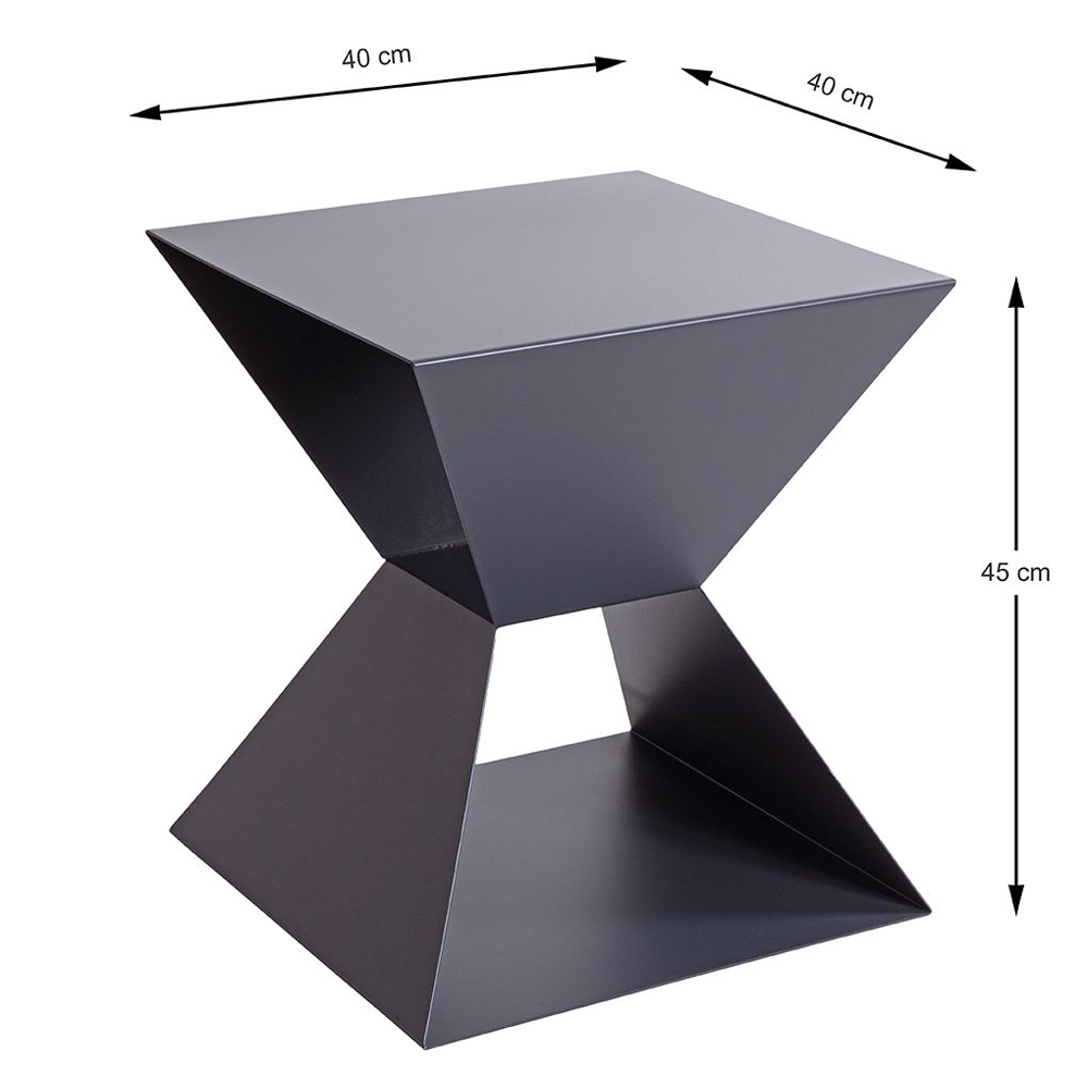 Caspian Square Metal Side table in Graphite