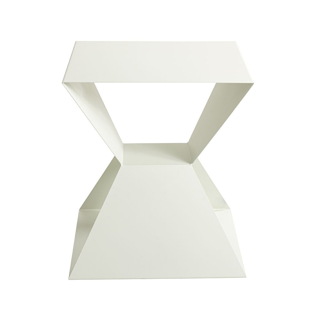 Caspian Square Metal Side table in White