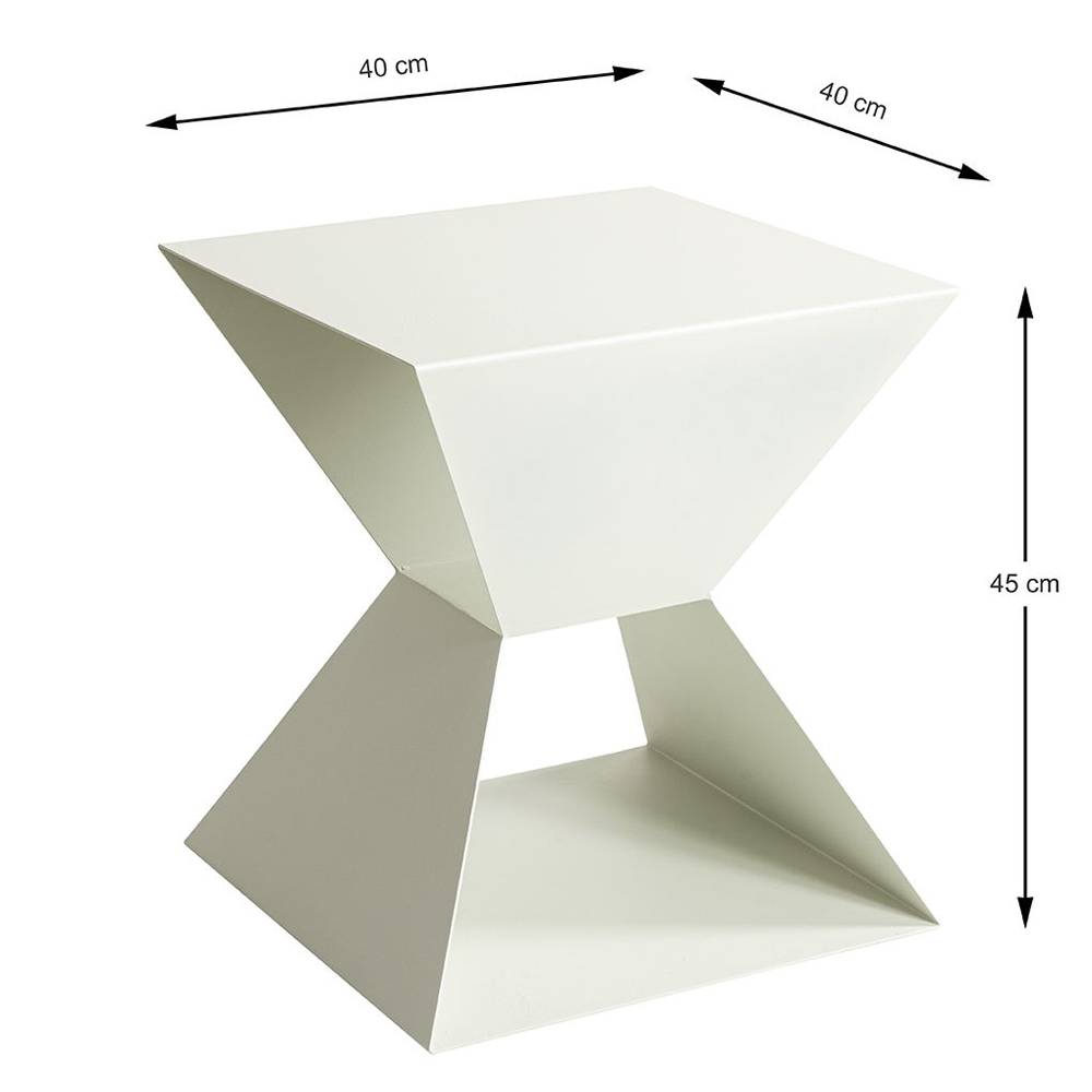 Caspian Square Metal Side table in White