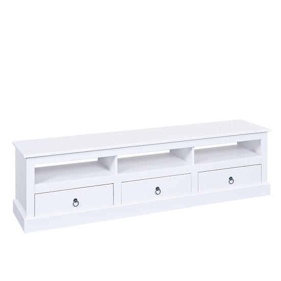 Cassala Wooden TV Stand In White With 3 Drawers_2