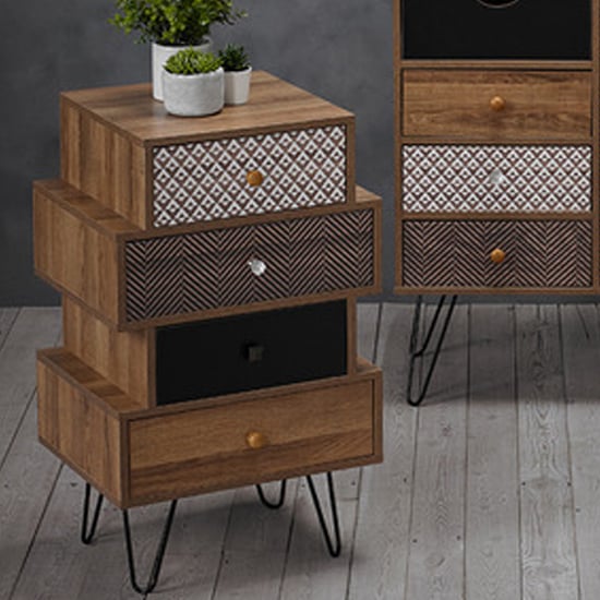Photo of Cassava wooden chest of 4 drawers with black legs in brown