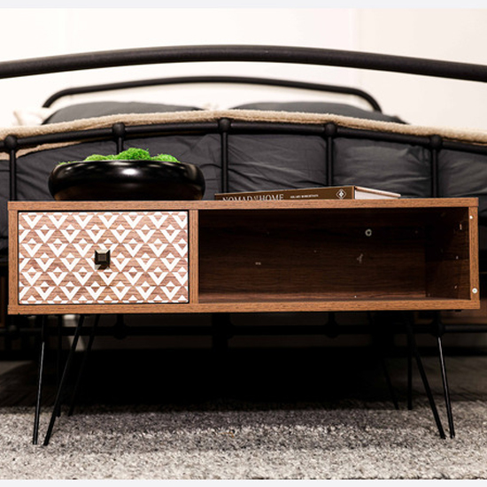 Read more about Cassava wooden coffee table with black legs in brown