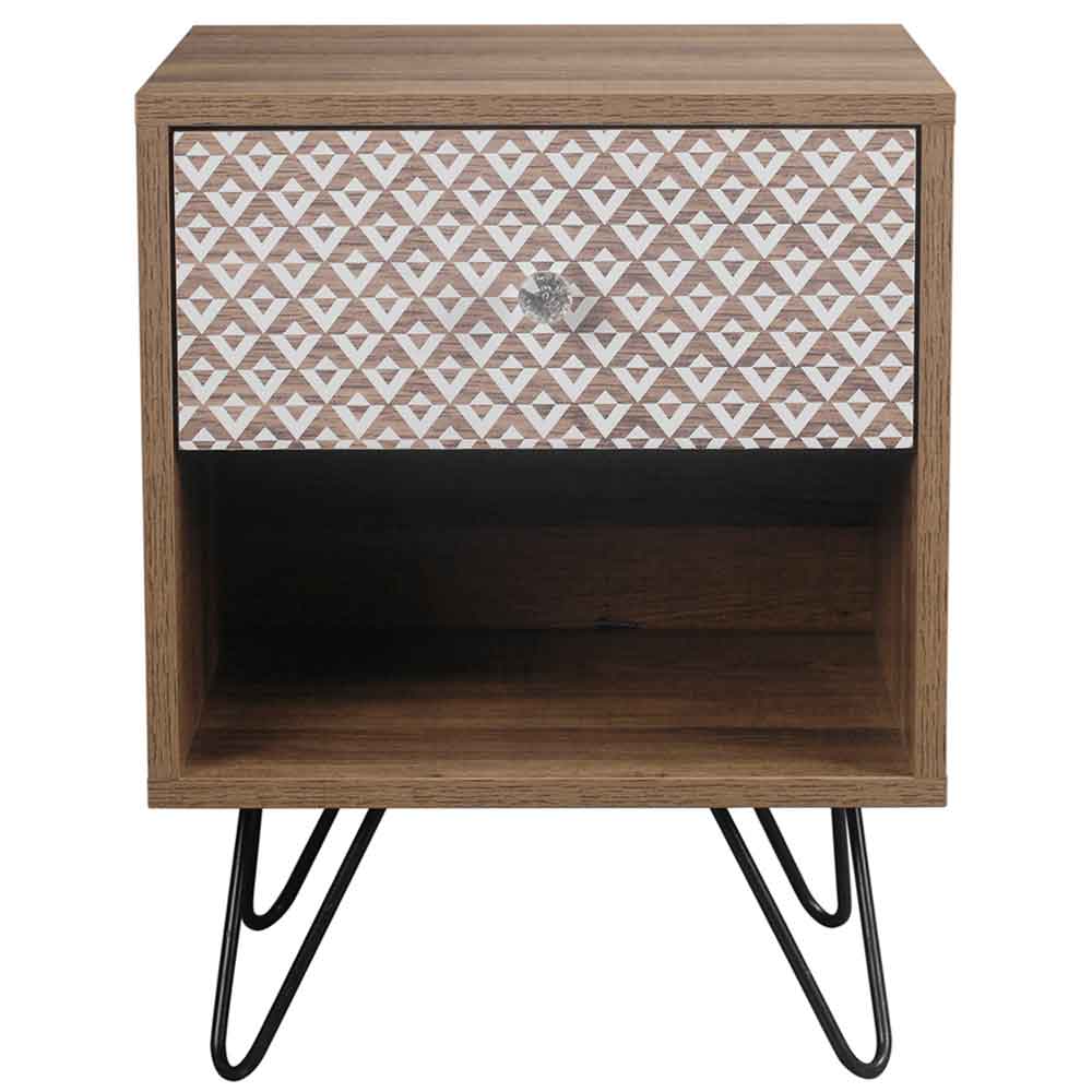 Cassava Wooden Lamp Table With Black Legs - Dark Oak