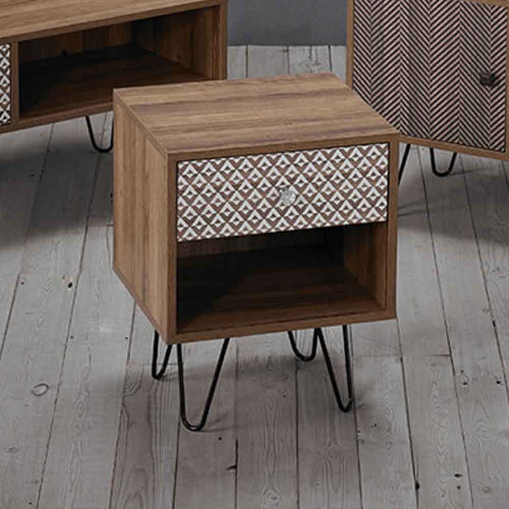 Cassava Wooden Lamp Table With Black Legs - Dark Oak