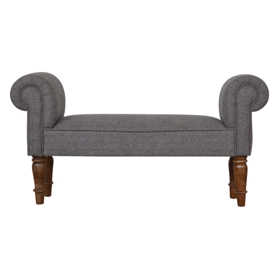 Cassia Fabric Hallway Seating Bench In Grey Tweed FiF