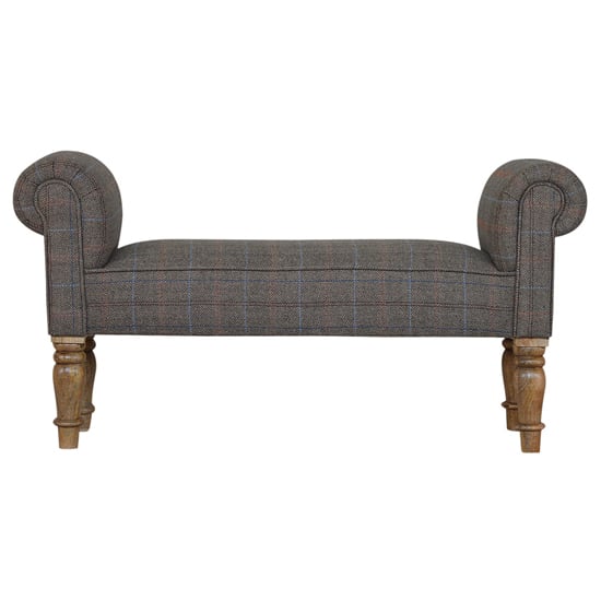 Cassia Fabric Hallway Seating Bench In Multi Tweed