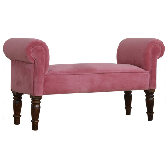 Cassia Velvet Hallway Seating Bench In Dusty Pink Sale