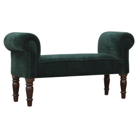 Cassia Velvet Hallway Seating Bench In Emerald Green Furniture in Fashion