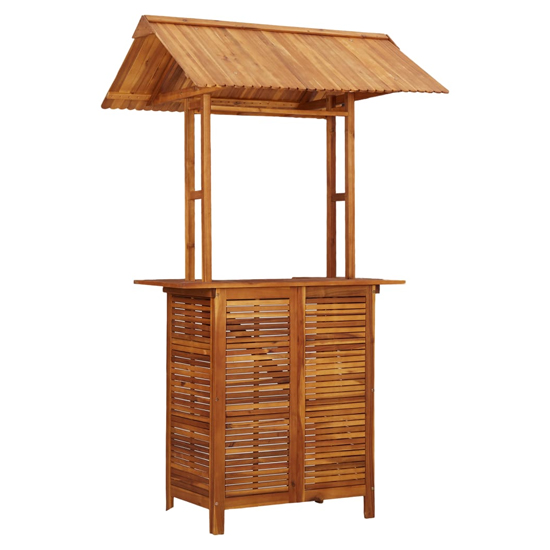 Cassidy Outdoor Wooden Bar Table With Rooftop In Brown
