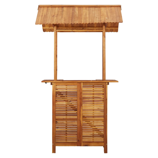 Cassidy Outdoor Wooden Bar Table With Rooftop In Brown