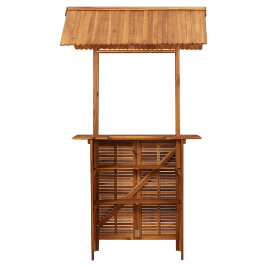 Cassidy Outdoor Wooden Bar Table With Rooftop In Brown