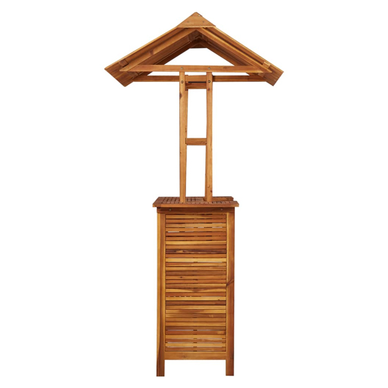 Cassidy Outdoor Wooden Bar Table With Rooftop In Brown