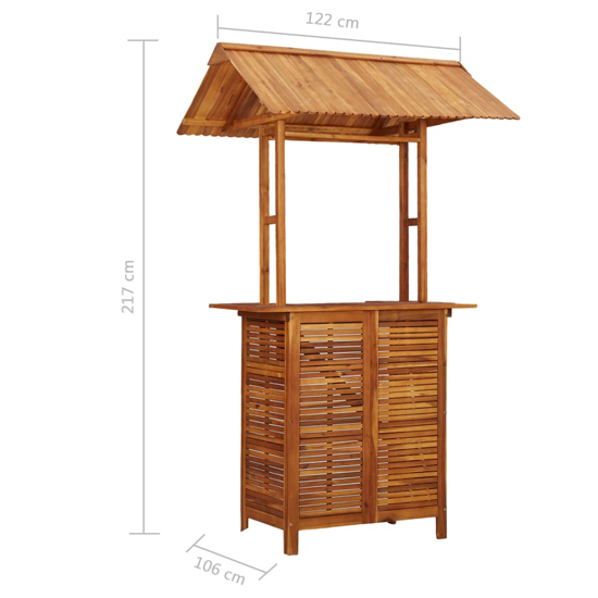 Cassidy Outdoor Wooden Bar Table With Rooftop In Brown
