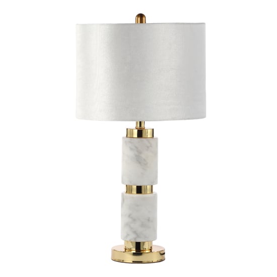 Cassis Cream Velvet Shade Table Lamp With White Marble Base