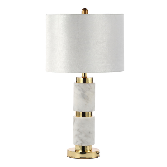 Cassis Cream Velvet Shade Table Lamp With White Marble Base thumbnail