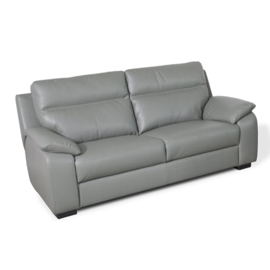 Cassis Leather Fixed 3 Seater Sofa In Fume