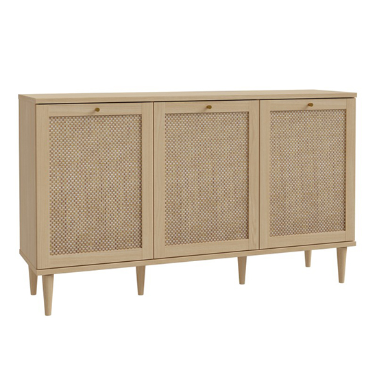 Cassis Wooden Sideboard With 3 Doors In Light Oak Effect
