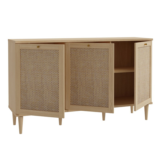 Cassis Wooden Sideboard With 3 Doors In Light Oak Effect