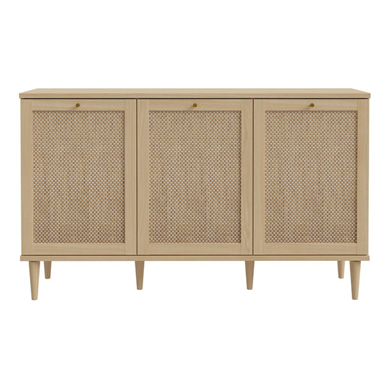 Cassis Wooden Sideboard With 3 Doors In Light Oak Effect