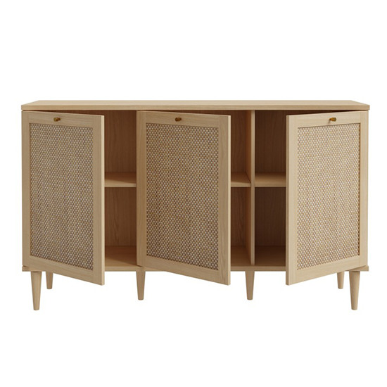 Cassis Wooden Sideboard With 3 Doors In Light Oak Effect
