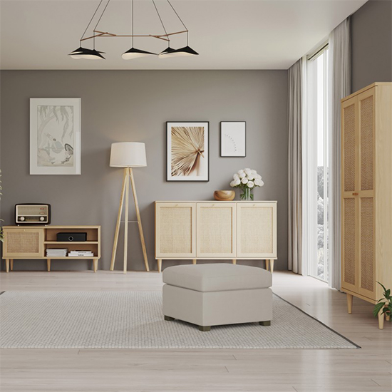 Cassis Wooden Sideboard With 3 Doors In Light Oak Effect