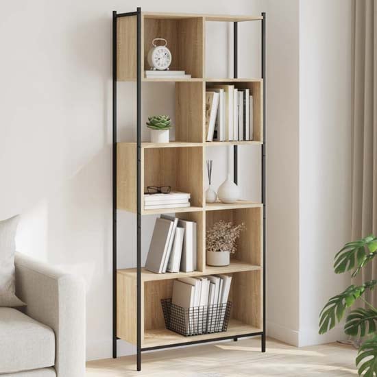 Cassis Wooden Bookcase With 5 Shelves In Sonoma Oak