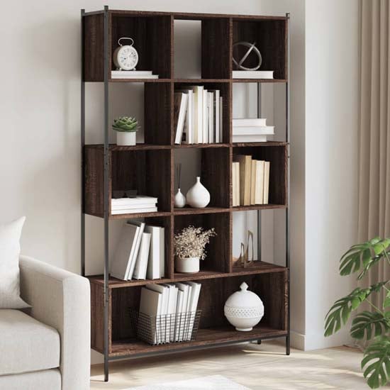 Cassis Wooden Bookcase With 7 Shelves In Brown Oak