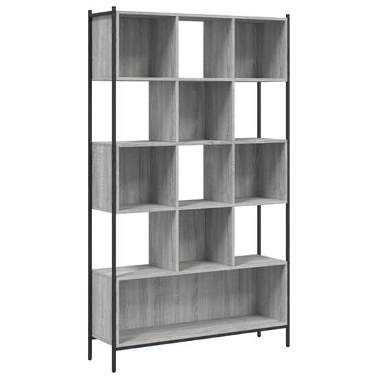 Cassis Wooden Bookcase With 7 Shelves In Grey Sonoma Oak