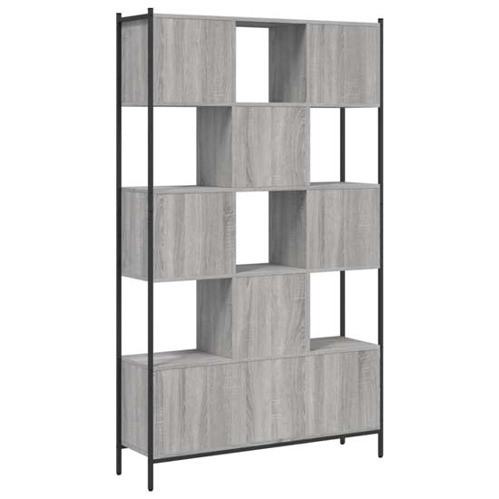 Cassis Wooden Bookcase With 7 Shelves In Grey Sonoma Oak