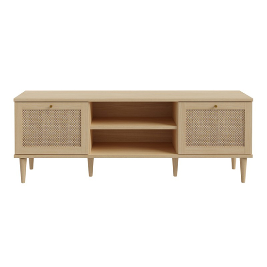 Cassis Wooden TV Stand With 2 Doors In Light Oak Effect