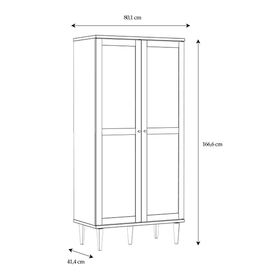 Cassis Wooden Wardrobe With 2 Doors In Light Oak Effect