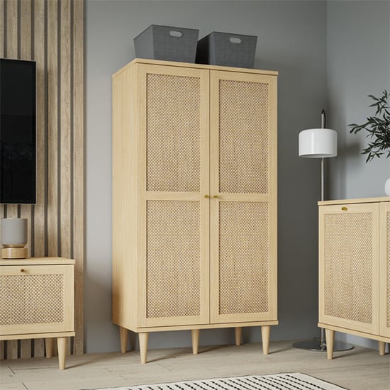 Read more about Cassis wooden wardrobe with 2 doors in light oak effect