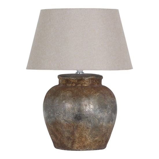 Castalia Ceramic Table Lamp In Aged, Beige Table Lamp
