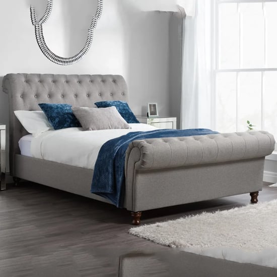 Product photograph of Castella Fabric King Size Bed In Grey from Furniture in Fashion